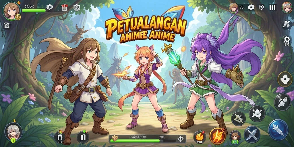 Tampilan gameplay seru dan karakter anime yang menarik di 66K.
