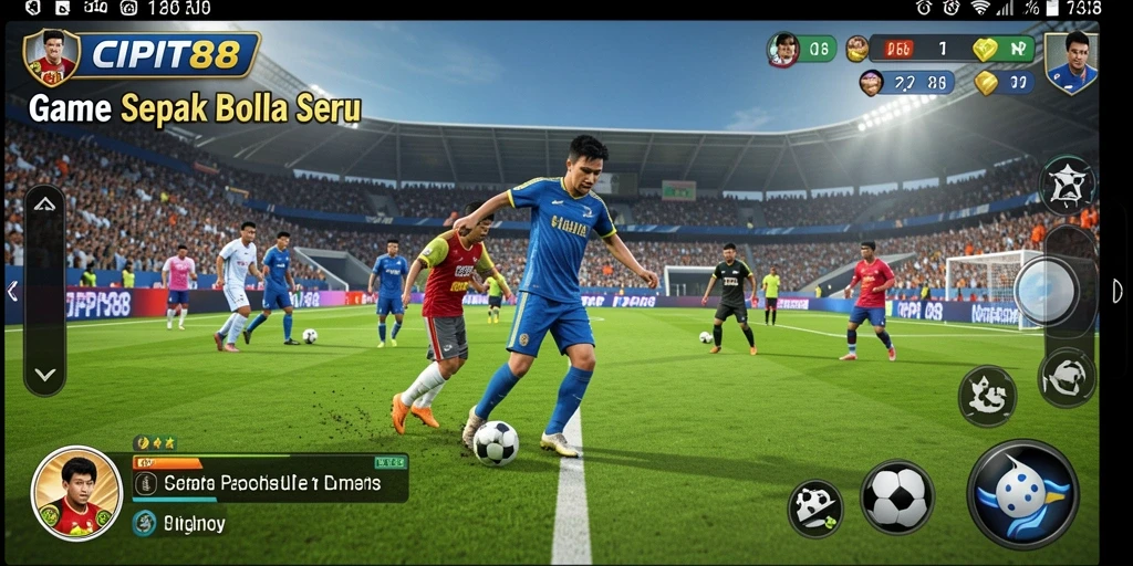 Tampilan gameplay seru dalam CIPIT88 dengan aksi sepak bola yang mendebarkan.