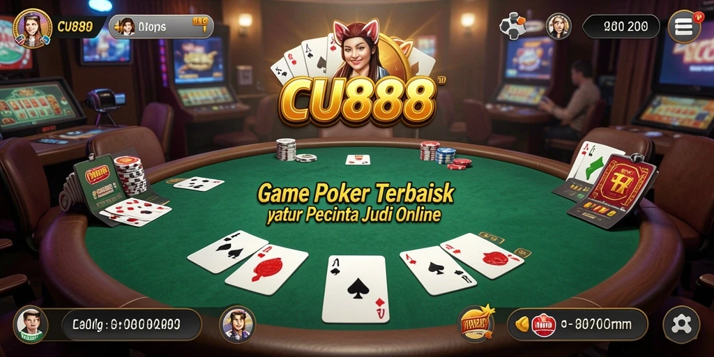 Screenshot utama CU888 menunjukkan aksi seru permainan Poker.