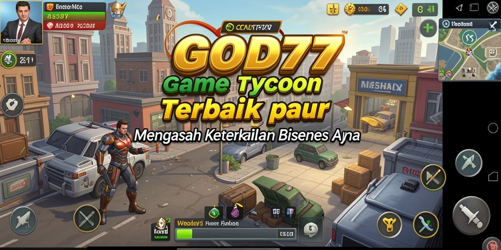 Screenshot gameplay GOD77 menampilkan manajemen bisnis yang seru.