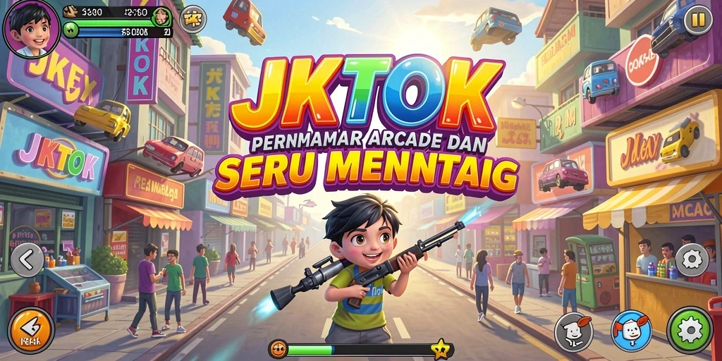 Tampilan menarik gameplay JKTOK dengan berbagai karakter arcade.