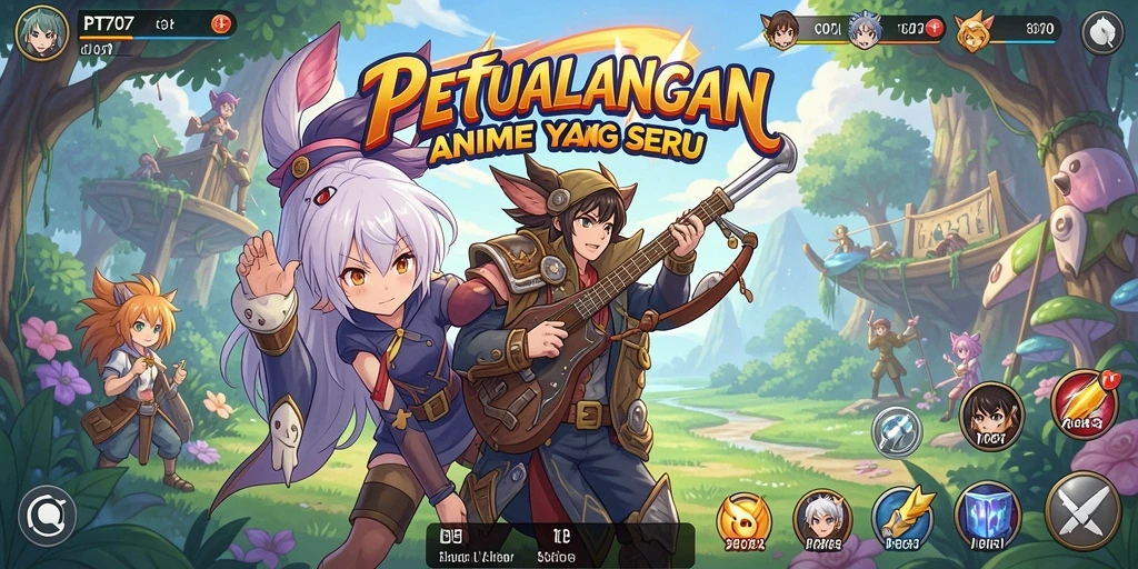 Tampilan gameplay menarik dengan karakter anime yang ikonik.
