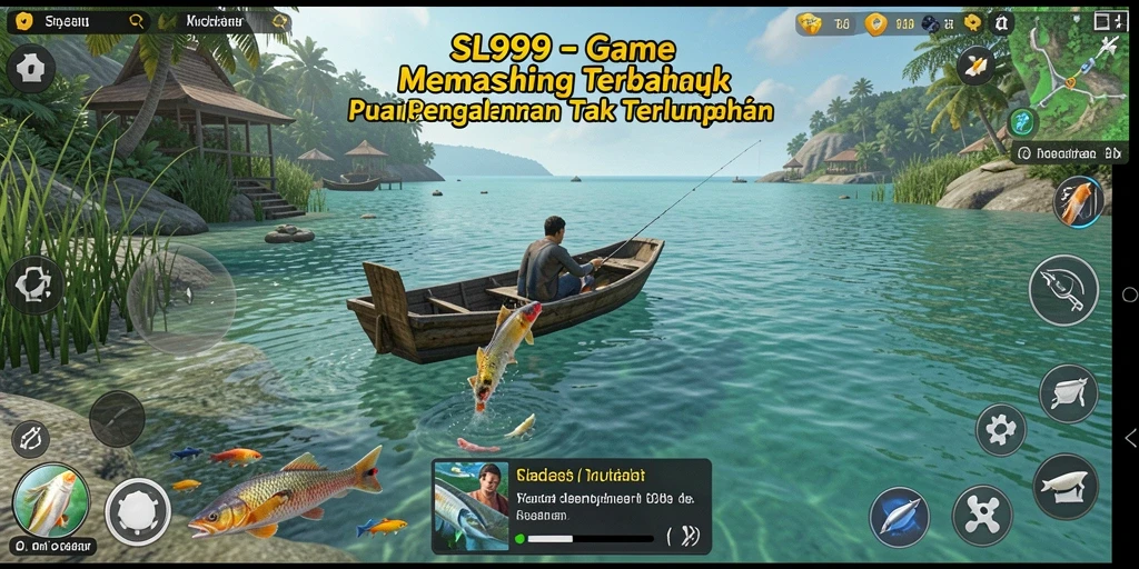 Tampilan gameplay SL999 dengan grafis memukau saat memancing.