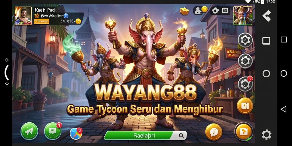 Screenshot gameplay WAYANG88 yang menampilkan pembangunan usaha Tycoon.