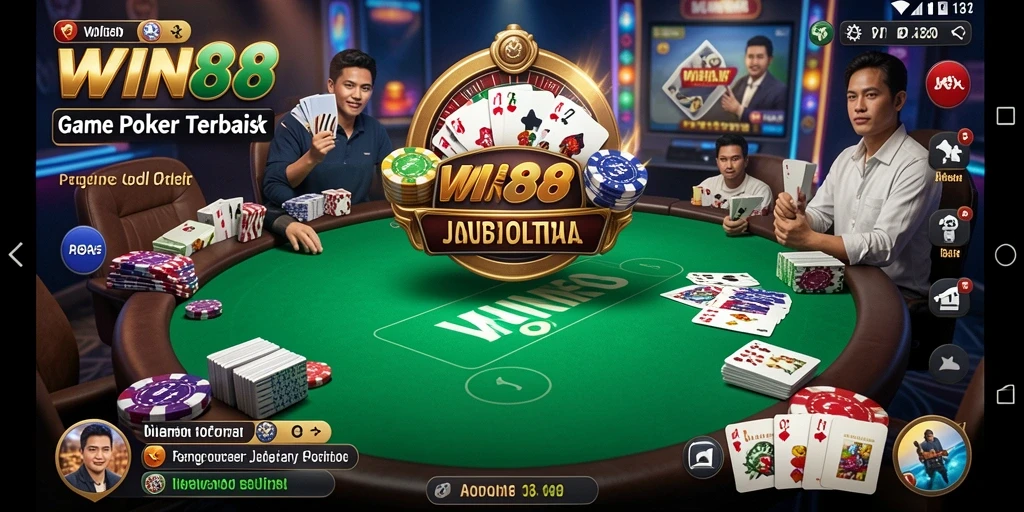 Screenshot gameplay <strong>WIN88</strong> menampilkan suasana Poker yang menarik dan menegangkan.